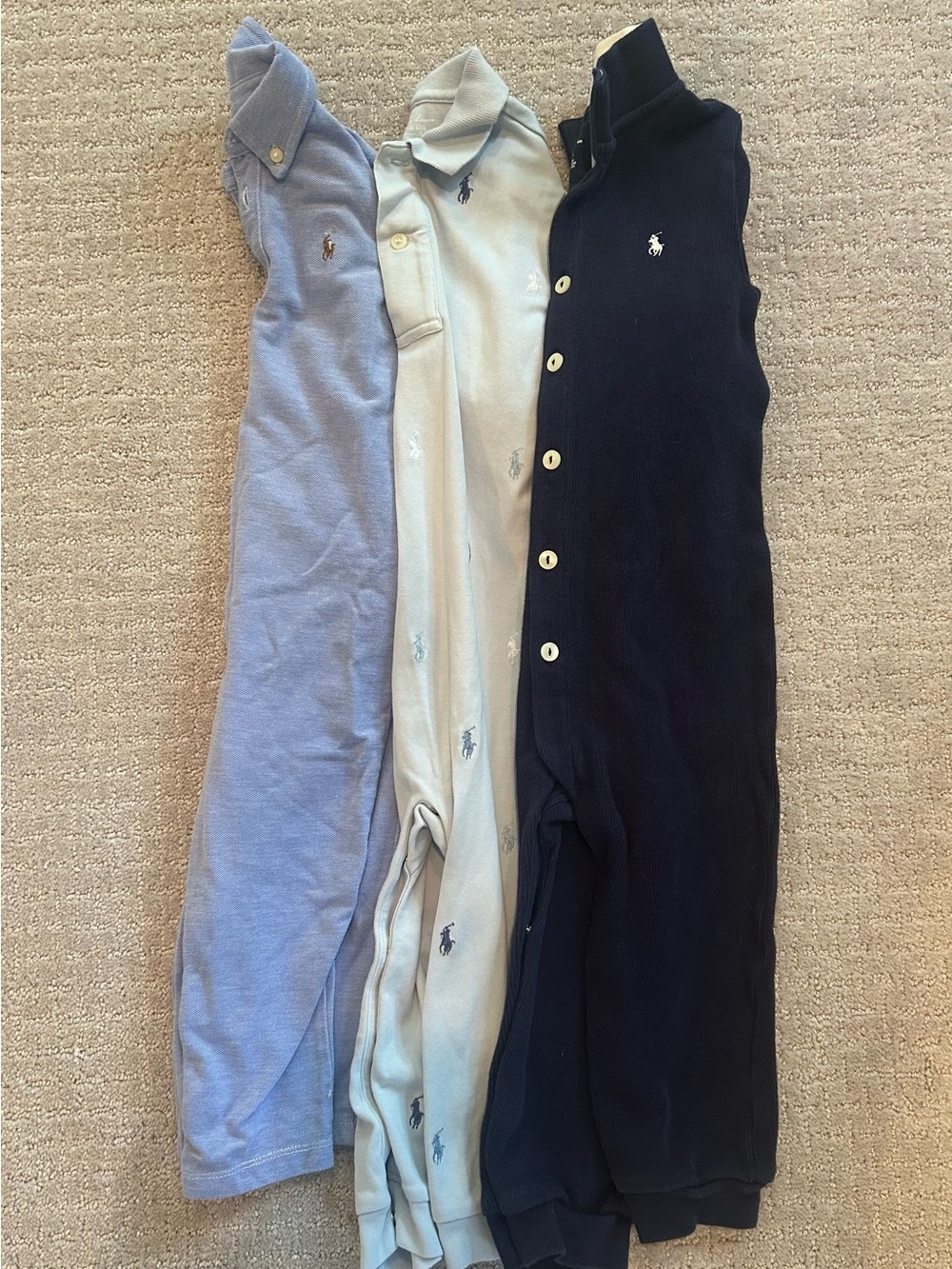 Bundle of Ralph Lauren Baby Polo One-Piece Body Suits in Blue